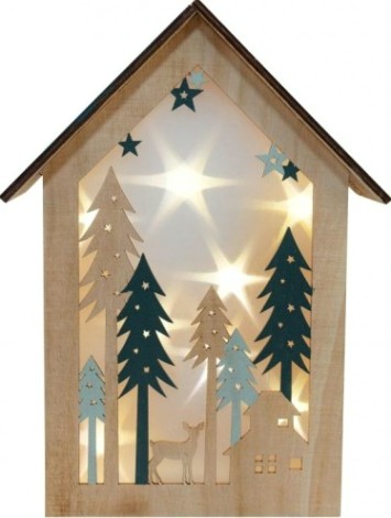 Фигурка деревянная Neon-Night Домик в лесу с подсветкой 19х6х26 см [504-024]