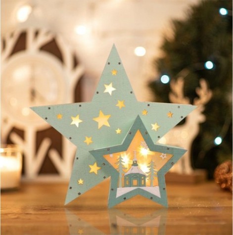 Фигурка деревянная Neon-Night Домик Звездочета с подсветкой 26х7х25 см [504-019]