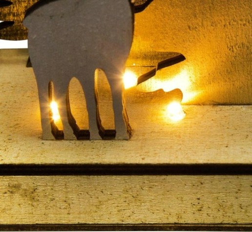 Фигурка деревянная Neon-Night Елочка с оленем с подсветкой 12х6х21,5 см [504-002]