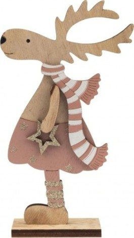 Фигурка деревянная Neon-Night Рождественский Олень розовый 10,5х4х18 см [504-006]