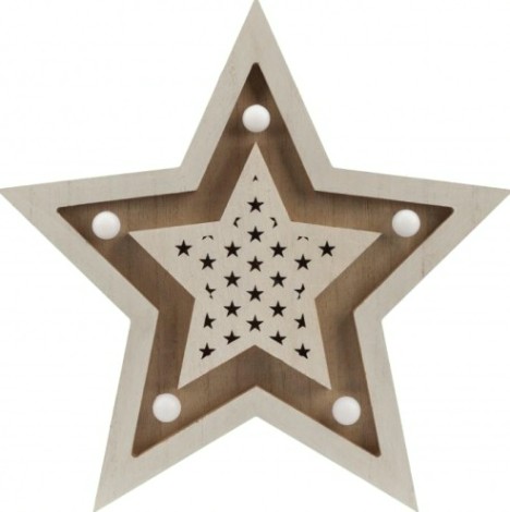 Фигурка деревянная Neon-Night Звезда двойная с подсветкой 30х4х30 см [504-027]