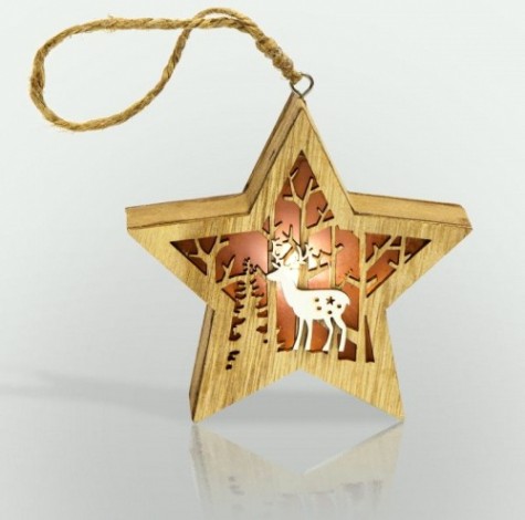 Фигурка деревянная Neon-Night Звездочка с подсветкой 24х13х3,6 см [504-022]