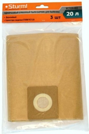 Фильтр-мешок Sturm VC7320-883 бумажные мешки для пылесосов 20л 3шт/уп