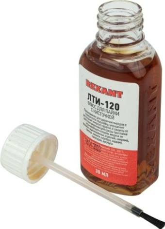 Флюс для пайки REXANT ЛТИ-120 30 мл, с кисточкой, флакон, блистер [09-3626-1]