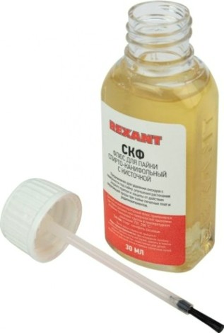 Флюс для пайки REXANT ПР3641 скф (спирто-канифольный), 30 мл, с кисточкой, флак [09-3641]