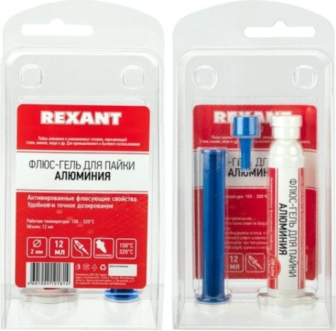 Флюс для пайки REXANT ПР3682 пайка алюминия, 12 мл, техно-шприц, блистер [09-3682]