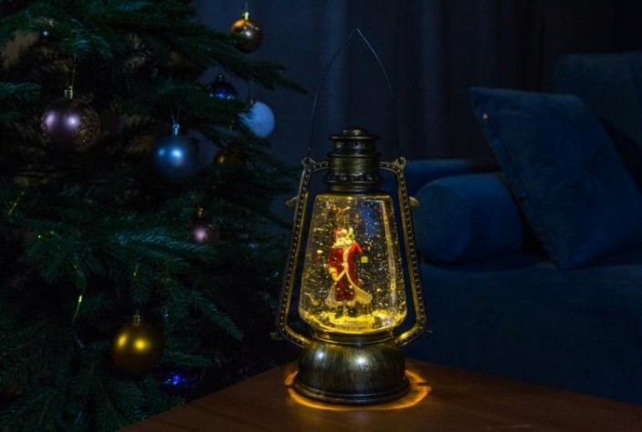 Фонарь декоративный Neon-Night с эффектом снегопада и подсветкой Санта-Клаус, теплый белый [501-066]