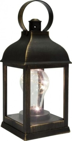 Фонарь декоративный Neon-Night с лампочкой бронзовый корпус 10,5х10,5х22,5 см, теплый белый [513-053]