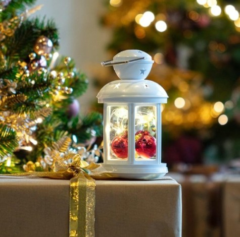 Фонарь декоративный Neon-Night с шариками белый корпус 12х12х20,6 см, теплый белый [513-062]