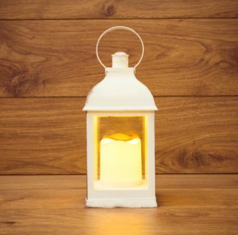 Фонарь декоративный Neon-Night со свечкой белый корпус 10,5х10,5х22,35 см, теплый белый [513-054]