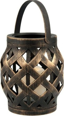 Фонарь декоративный Neon-Night со свечкой бронза 14х14х16,5 см, теплый белый [513-055]