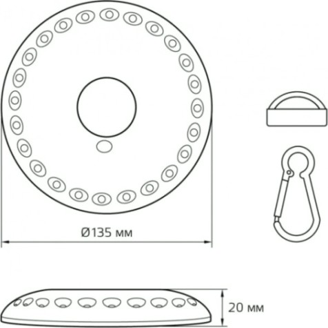 Фонарь GAUSS GFL003 кемпинговый 24led 300lm 3xaa белый магнит и караби [GF003]