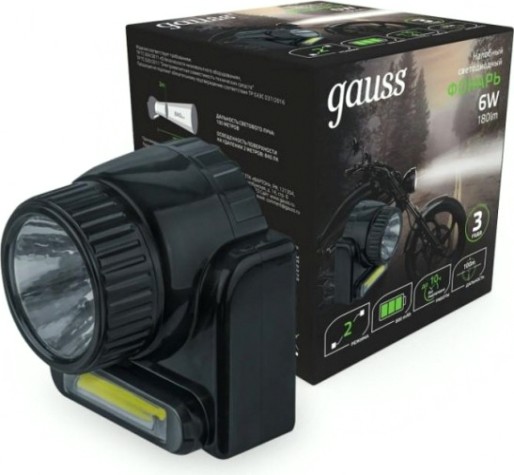 Фонарь GAUSS GFL309 налобный 6w 180lm lead acid 800mah led [GF309]