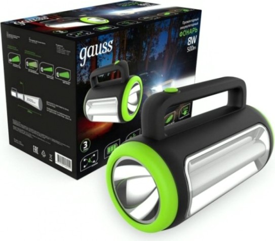 Фонарь GAUSS GFL603 прожекторный 8w 400lm lead acid 1500mah диммируемы [GF603]