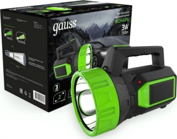 Фонарь GAUSS GFL604 прожекторный 3w 150lm lead acid 900mah led [GF604]