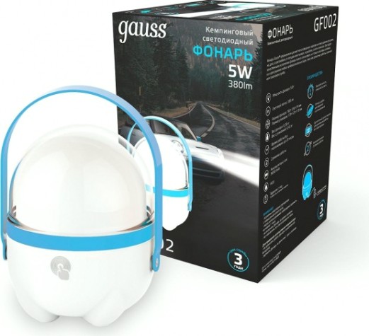 Фонарь кемпинговый GAUSS GFL002 5W 380lm Li-ion 3600mAh диммируемый голубой [GF002]