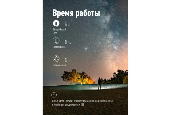 Фонарь кемпинговый КОСМОС KOC602B походный теплый свет + мультиколор