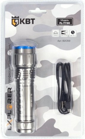 Фонарь КВТ FL-7730 ручной "explorer" [82059]