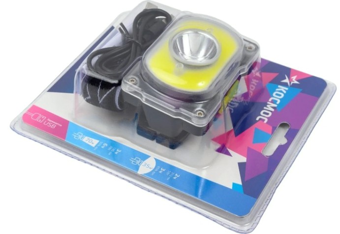 Фонарь налобный КОСМОС KOC507Lit аккумуляторный, 3 Bт + 5 Bт COB, Li-ion