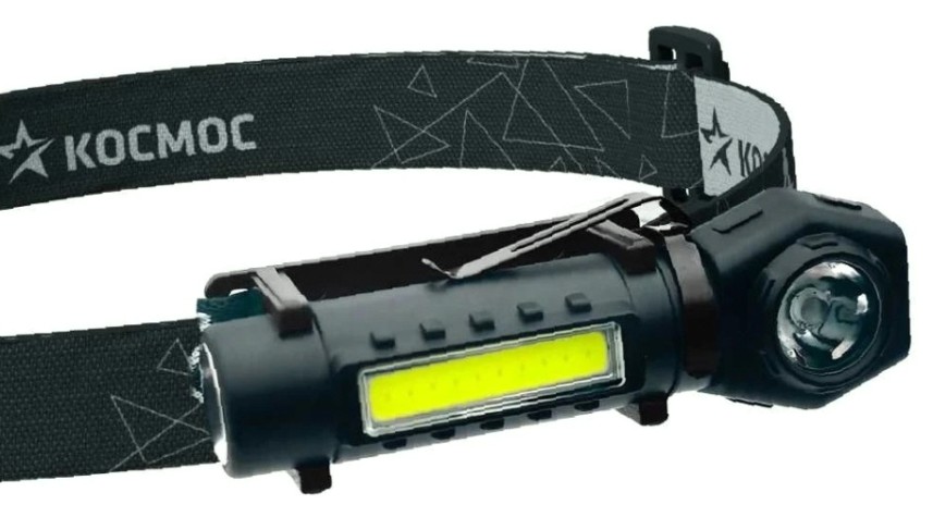 Фонарь налобный КОСМОС KOC508Lit аккумуляторный, 3 Bт + 3 Bт COB, Li-ion