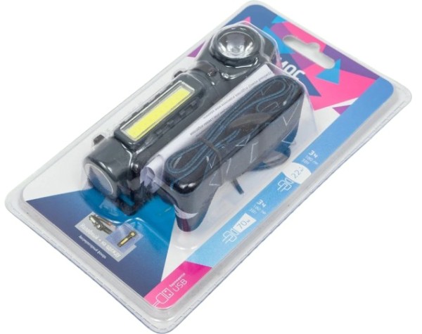 Фонарь налобный КОСМОС KOC508Lit аккумуляторный, 3 Bт + 3 Bт COB, Li-ion