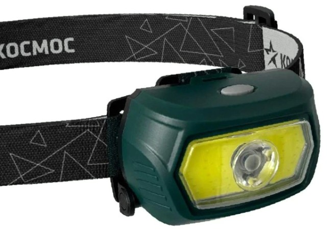 Фонарь налобный КОСМОС KOC509Lit аккумуляторный, 3 Bт + 5 Bт COB, съемный Li-ion