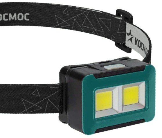 Фонарь налобный КОСМОС KOC519B 4 Bт COB LED, 3xAA, корпус ABS-пластик