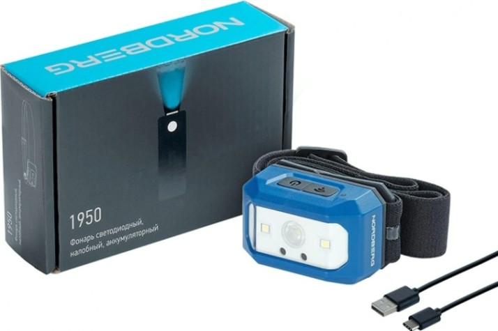 Фонарь светодиодный налобный NORDBERG 1950 аккумуляторный 3,7 В [ЦБ-0010521]