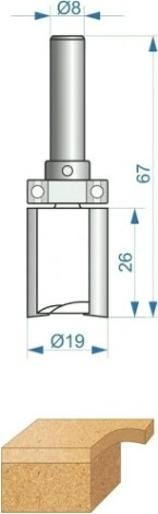 Фреза по дереву ЭНКОР ф19х26 хв. 8 мм, по ДСП кромочная прямая [28063]