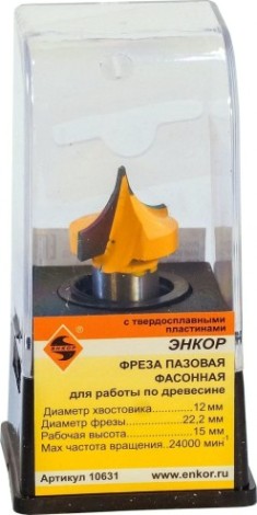 Фреза по дереву ЭНКОР ф22.2х15, r9.5, хв. 12мм фасонная [10631]