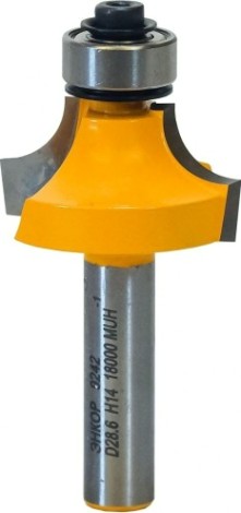 Фреза по дереву ЭНКОР ф28.6х16, r8, хв.8мм кромочная калевочная [9242]