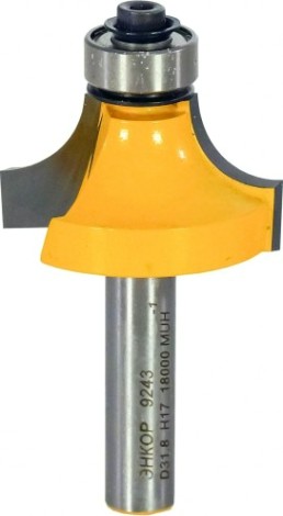 Фреза по дереву ЭНКОР ф31.8х17, r9.5, хв.8мм кромочная калевочная [9243]