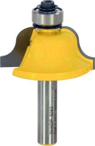 Фреза по дереву ЭНКОР ф38.1х17, r6.4, хв.8мм кромочная калевочная [9263]