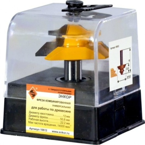 Фреза по дереву ЭНКОР ф50.8х22.2, хв.12мм. комбинир. универсальная [10612]