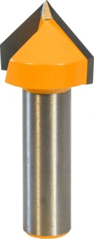 Фреза по дереву ЭНКОР гальтельная v-обр. ф25.4, 90°,хв.12мм [9305]