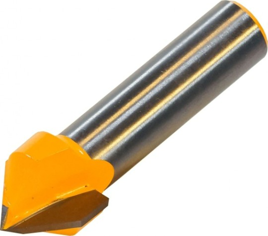 Фреза по дереву ЭНКОР пазовая гальтельная v-обр. ф9.5, 90°, хв. 12мм [9304]