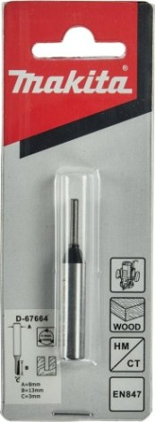 Фреза по дереву MAKITA D-67664 пазовая с 1 режущ. кромкой 3x13x8x51x1t