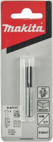 Фреза по дереву MAKITA D-67717 пазовая с 2 режущ. кромками 6x16x6x48x2t
