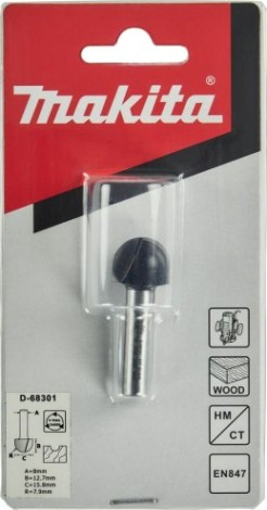 Фреза по дереву MAKITA D-68301 паз. галтельная 7,9r 15,8х12,7х8х45х2т