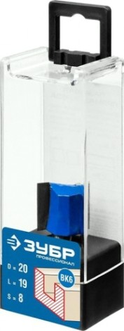 Фреза по дереву ЗУБР ПРОФЕССИОНАЛ 20x19мм, хвостовик 8мм, прямая [28753-20-19]