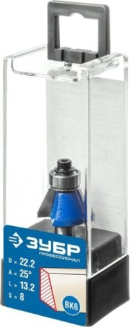 Фреза по дереву ЗУБР ПРОФЕССИОНАЛ 22.2x13мм, кромочная калевочная(фасочная) №9 [28711-22.2]