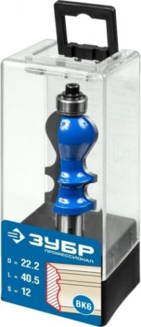 Фреза по дереву ЗУБР ПРОФЕССИОНАЛ 22.2x41мм, хвостовик 12мм, кромочная фигурная №2 [28713-22.2]