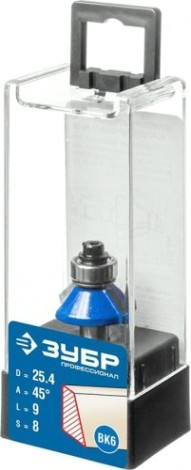 Фреза по дереву ЗУБР ПРОФЕССИОНАЛ 25.4x10мм, кромочная калевочная(фасочная) №9 [28711-25.4]