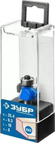 Фреза по дереву ЗУБР ПРОФЕССИОНАЛ 25.4x10мм, радиус 6.3мм, кромочная калевочная №2 [28702-25.4]
