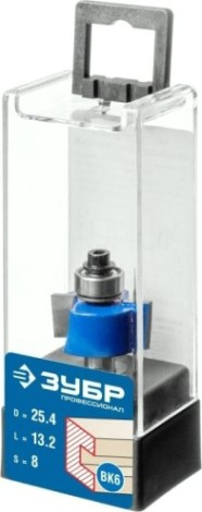 Фреза по дереву ЗУБР ПРОФЕССИОНАЛ 25.4x13мм, хвостовик 8мм, фальцевая [28758-25.4]