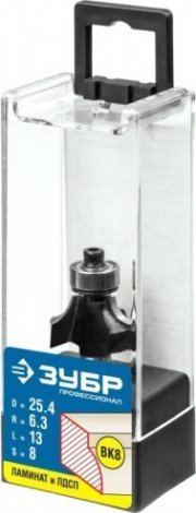 Фреза по дереву ЗУБР ПРОФЕССИОНАЛ 25.4x13мм, радиус 6.3мм, кромочная калевочная №1 [28784-25.4]