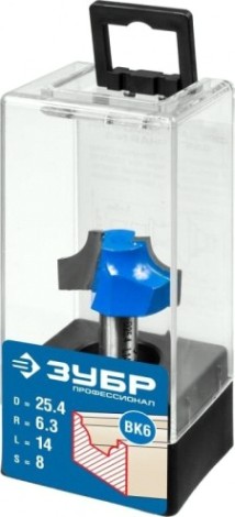 Фреза по дереву ЗУБР ПРОФЕССИОНАЛ 25.4x14мм, радиус 6.3мм, фасонная №1 [28740-25.4]