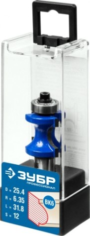 Фреза по дереву ЗУБР ПРОФЕССИОНАЛ 25.4x31,8мм, радиус 6.3мм, с подшипником [28722-25.4]