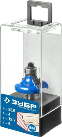 Фреза по дереву ЗУБР ПРОФЕССИОНАЛ 28,6x13мм, радиус 4мм, кромочная калевочная №3 [28703-28.6]