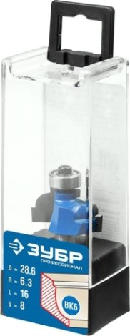 Фреза по дереву ЗУБР ПРОФЕССИОНАЛ 28,6x16мм, радиус 6.3мм, кромочная калевочная №7 [28708-28.6]